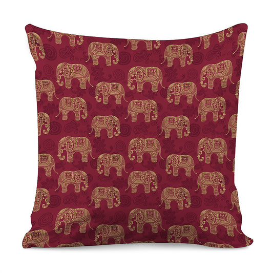 Gold And Red Boho Elephant Print Pillow Cover