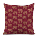 Gold And Red Boho Elephant Print Pillow Cover