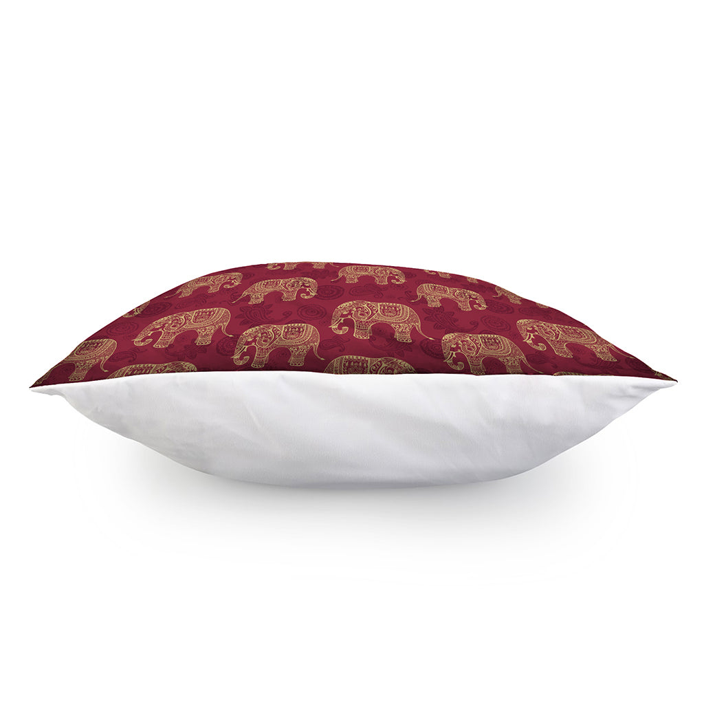 Gold And Red Boho Elephant Print Pillow Cover