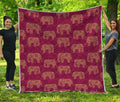 Gold And Red Boho Elephant Print Quilt