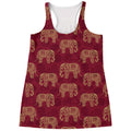 Gold And Red Boho Elephant Print Women's Racerback Tank Top
