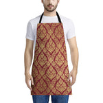 Gold And Red Thai Pattern Print Apron