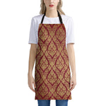 Gold And Red Thai Pattern Print Apron