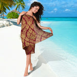 Gold And Red Thai Pattern Print Beach Sarong Wrap
