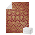 Gold And Red Thai Pattern Print Blanket