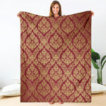 Gold And Red Thai Pattern Print Blanket