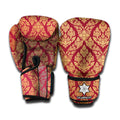 Gold And Red Thai Pattern Print Boxing Gloves
