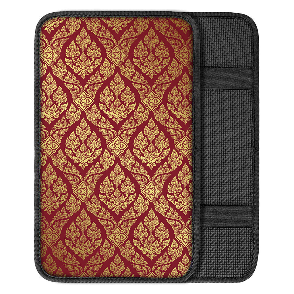 Gold And Red Thai Pattern Print Car Center Console Cover