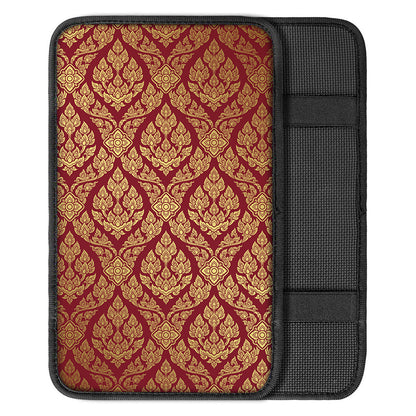 Gold And Red Thai Pattern Print Car Center Console Cover