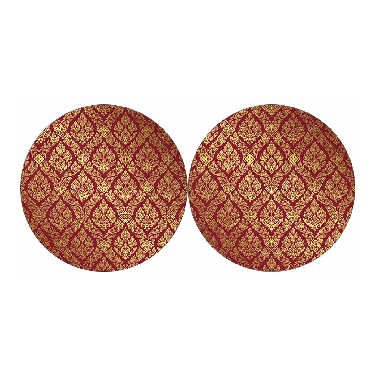 Gold And Red Thai Pattern Print Car Coasters