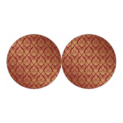 Gold And Red Thai Pattern Print Car Coasters