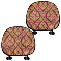 Gold And Red Thai Pattern Print Car Headrest Covers