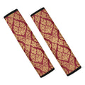 Gold And Red Thai Pattern Print Car Seat Belt Covers