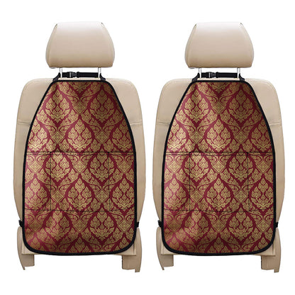 Gold And Red Thai Pattern Print Car Seat Organizers
