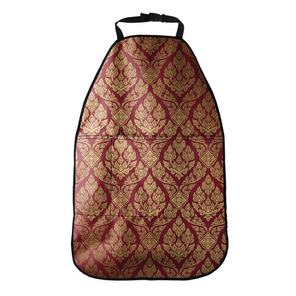 Gold And Red Thai Pattern Print Car Seat Organizers