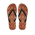 Gold And Red Thai Pattern Print Flip Flops