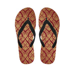 Gold And Red Thai Pattern Print Flip Flops