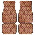 Gold And Red Thai Pattern Print Front and Back Car Floor Mats