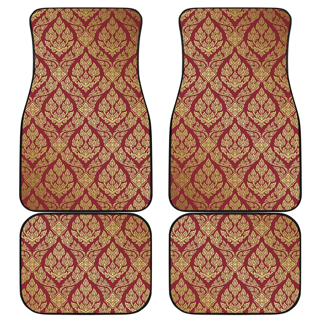 Gold And Red Thai Pattern Print Front and Back Car Floor Mats