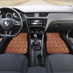 Gold And Red Thai Pattern Print Front and Back Car Floor Mats