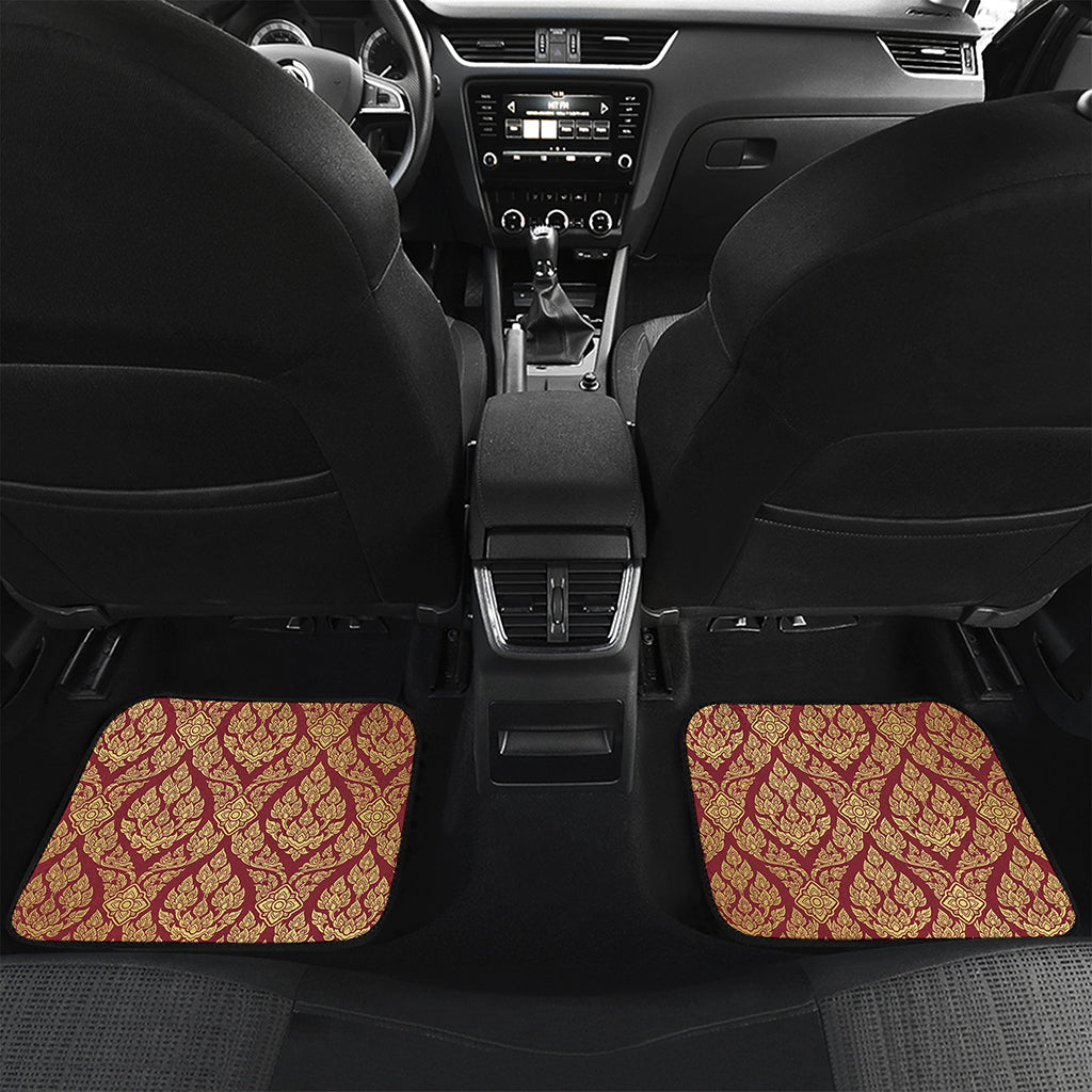 Gold And Red Thai Pattern Print Front and Back Car Floor Mats
