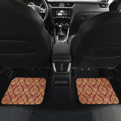 Gold And Red Thai Pattern Print Front and Back Car Floor Mats
