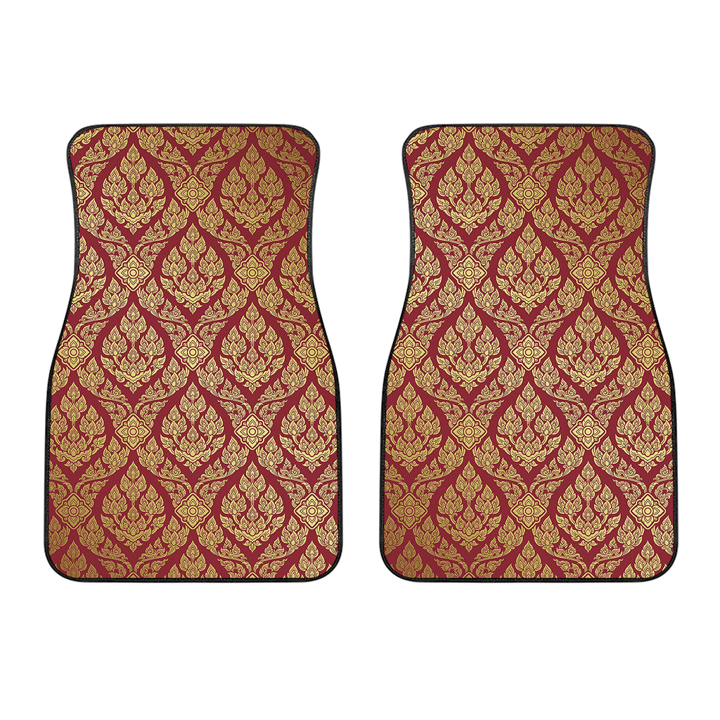 Gold And Red Thai Pattern Print Front Car Floor Mats
