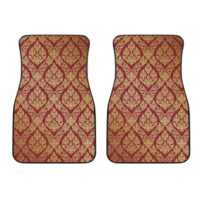 Gold And Red Thai Pattern Print Front Car Floor Mats