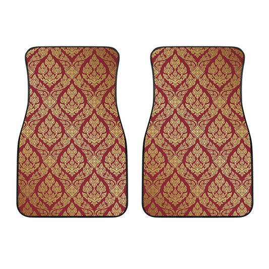 Gold And Red Thai Pattern Print Front Car Floor Mats
