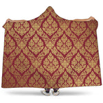 Gold And Red Thai Pattern Print Hooded Blanket