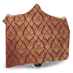 Gold And Red Thai Pattern Print Hooded Blanket