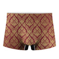 Gold And Red Thai Pattern Print Men's Boxer Briefs