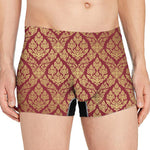 Gold And Red Thai Pattern Print Men's Boxer Briefs