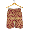 Gold And Red Thai Pattern Print Men's Shorts