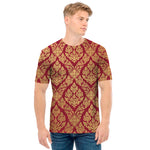Gold And Red Thai Pattern Print Men's T-Shirt