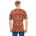 Gold And Red Thai Pattern Print Men's T-Shirt