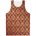 Gold And Red Thai Pattern Print Men's Tank Top