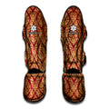 Gold And Red Thai Pattern Print Muay Thai Shin Guards