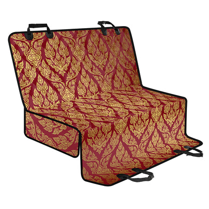 Gold And Red Thai Pattern Print Pet Car Back Seat Cover