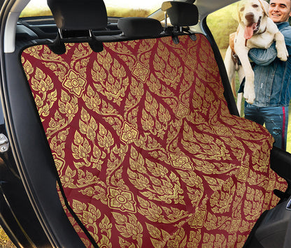 Gold And Red Thai Pattern Print Pet Car Back Seat Cover