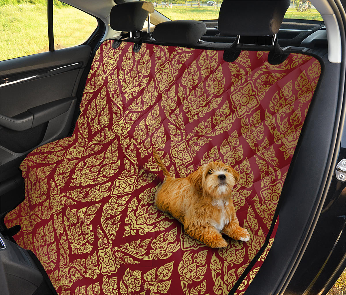 Gold And Red Thai Pattern Print Pet Car Back Seat Cover