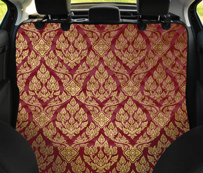 Gold And Red Thai Pattern Print Pet Car Back Seat Cover