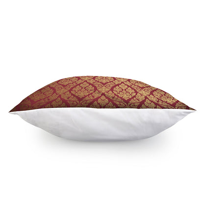 Gold And Red Thai Pattern Print Pillow Cover