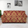 Gold And Red Thai Pattern Print Sofa Cover