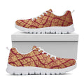 Gold And Red Thai Pattern Print White Running Shoes