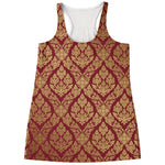 Gold And Red Thai Pattern Print Women's Racerback Tank Top