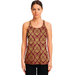 Gold And Red Thai Pattern Print Women's Racerback Tank Top