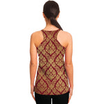 Gold And Red Thai Pattern Print Women's Racerback Tank Top