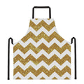 Gold And White Chevron Pattern Print Apron
