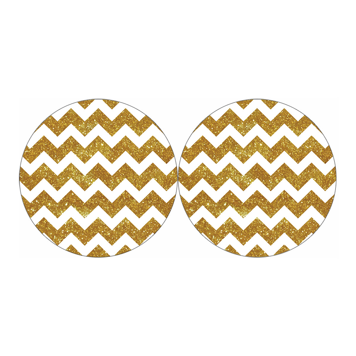 Gold And White Chevron Pattern Print Car Coasters